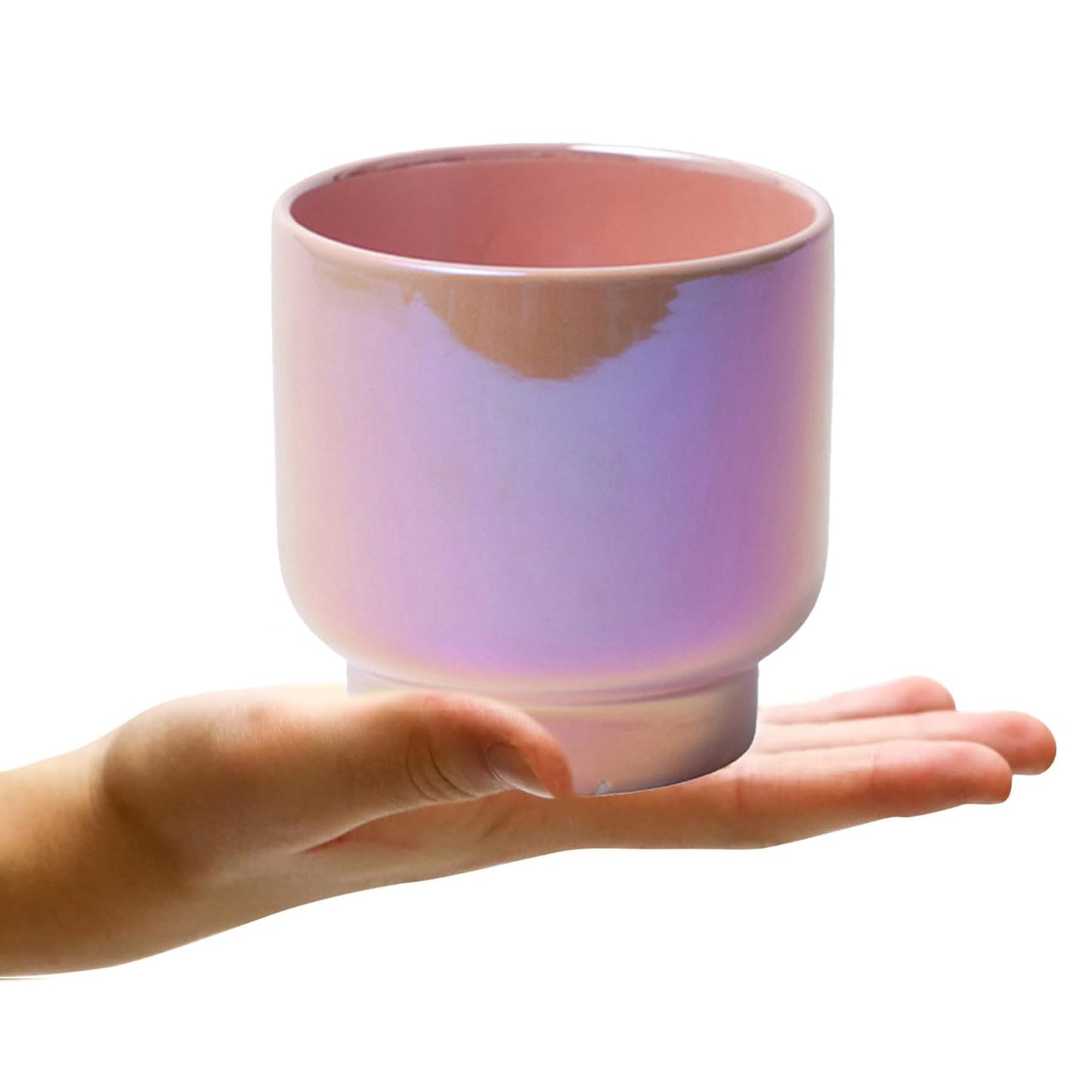 LB Pink Purple Ceramic Planters for Indoor Plants, Succulent Plant Pots Ceramic Plant Pot, Cute Flower Pots for Living Room Office Home Decor, Round Flower Pot of 4.3 Inch(Plant Not Included)