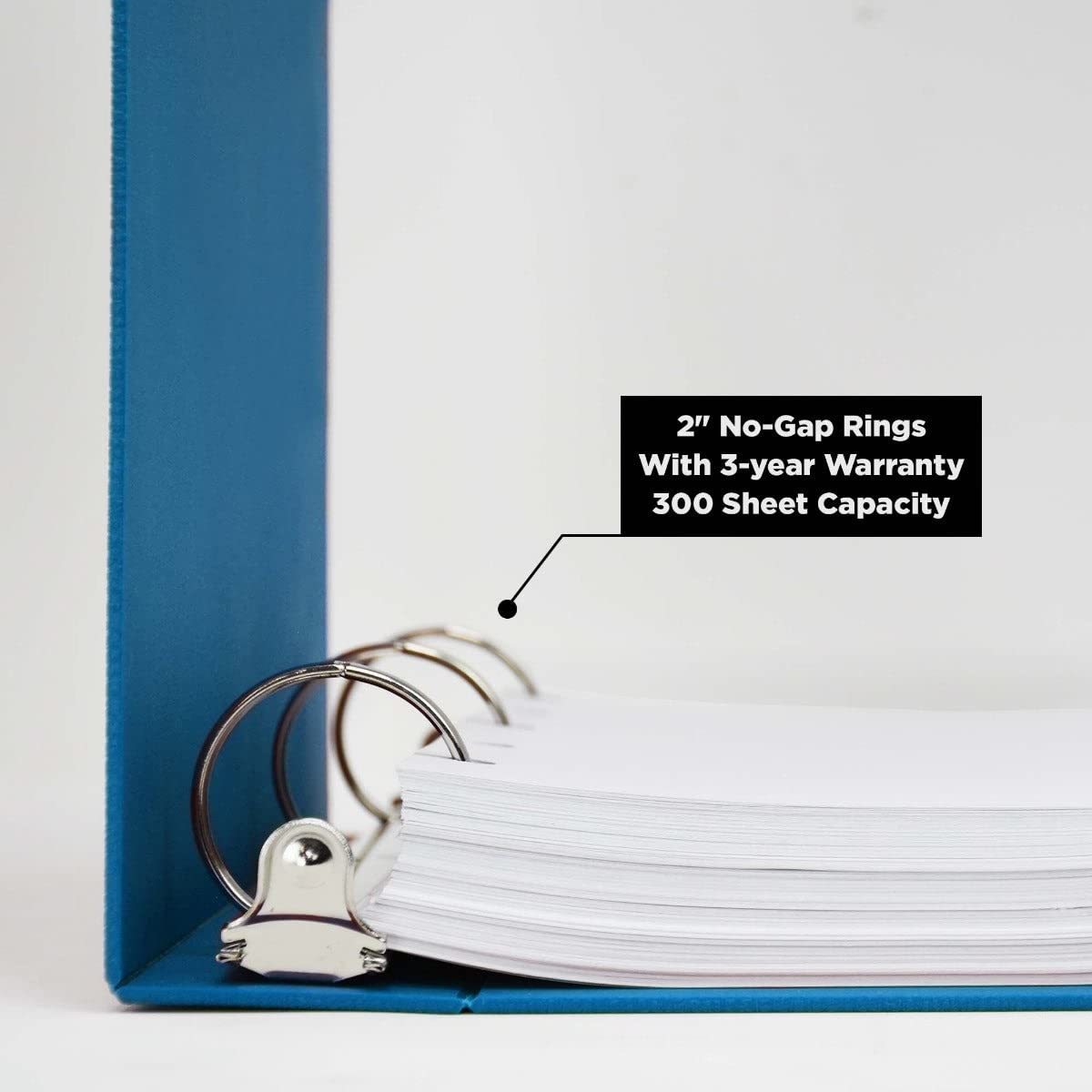 Carstens 2-Inch Heavy Duty 3-Ring Binder - Side Opening, Pool Blue, Durable Plastic, Precision No-Gap Rings, Waterproof Covers, No Pockets, Holds 300 US Letter Sheets, BPA-Free, Made in USA (5828-3R)