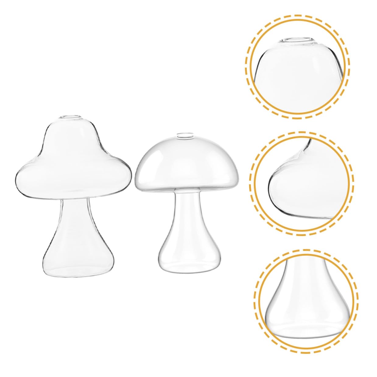 BESPORTBLE 2pcs Glass Mushroom Flower Vases Hydroponic Plant Terrariums Decorative Floral Containers for Home Office Living Bedroom Kitchen