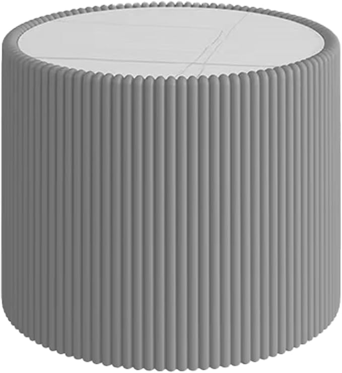 Marble Round Side Table, 17.71" Fluted End Table