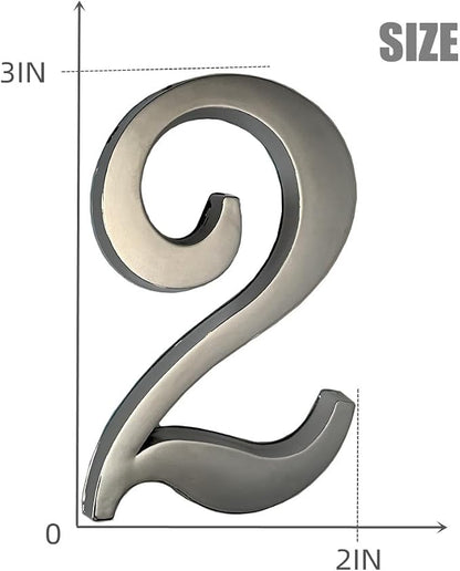 3 Inch Mailbox Numbers Self Adhesive House Apartment Hotel Office Room Home Door Address Number Plastic Stickers Chrome Plated Process (Silver)