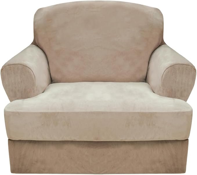 CUCRAF T Cushion Sofa Cover 2 Piece Armchair Slipcovers, Soft Thick Velvet