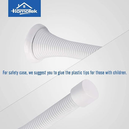 HOMOTEK 20 Pack Spring Door Stops,3-1/8” Heavy Duty Door Stop - Flexible Spring Door Stopper with Low Mounted White Rubber Bumper Tips, White