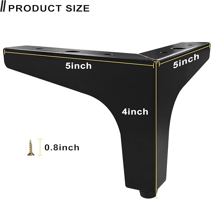 AODIOU Furniture Legs Metal Feet: Cabinet Legs 4 Inch Triangle Feet Replacement
