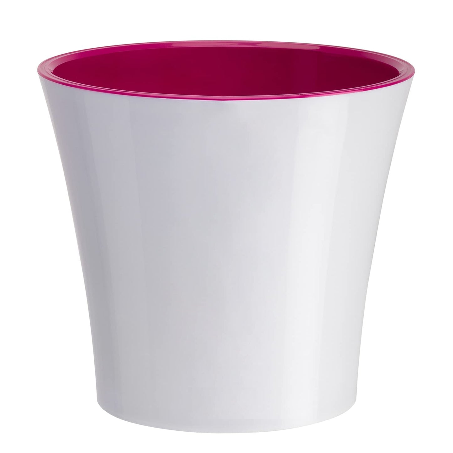 DECOPOTS Pot for Plants | 7.7 Inch | Self Watering Red Plant Planter | Indoor Flower Pot | Plastic Flower Pots with Drainage for All House Plants, Flowers (Diameter 7.7", White - Purple)