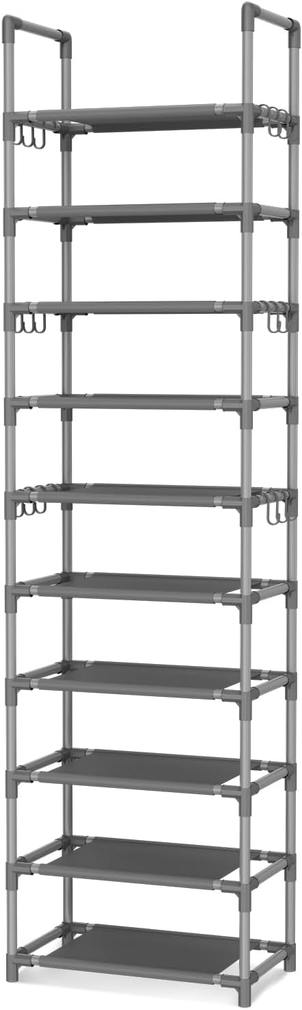 VTRIN 10 Tiers Tall Shoe Rack Holds 20-25 Pairs of Shoes Sturdy Vertical Shoe
