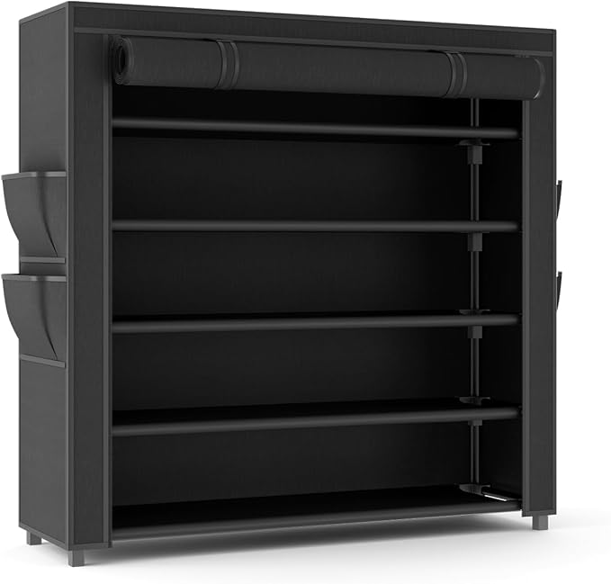 LANTEFUL Shoe Rack with Covers 5 Tier Tall Shoe Rack Organizer Large Capacity