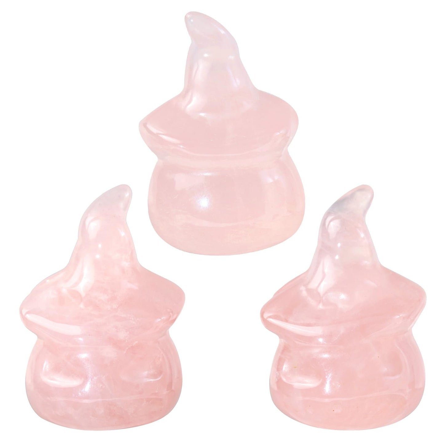 Nupuyai Pack of 2 Carved Ghost Pocket Statue Pumpkin Head Crystal Ghost Sculpture Figurine Halloween Decor for Home Office Tabletop, Rose Quartz