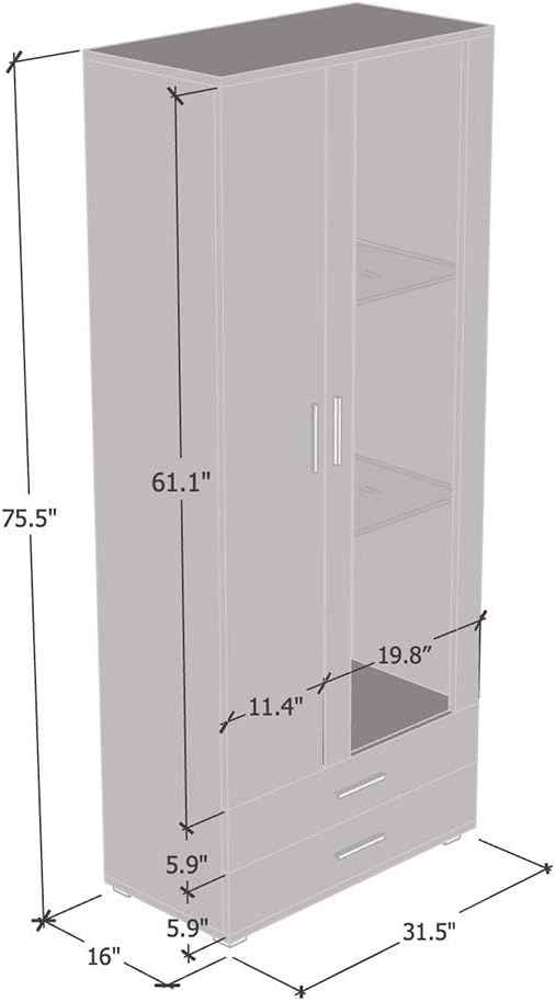 Meble Furniture Soho S6 2D2S Modern Freestanding Bookcase — Customizable