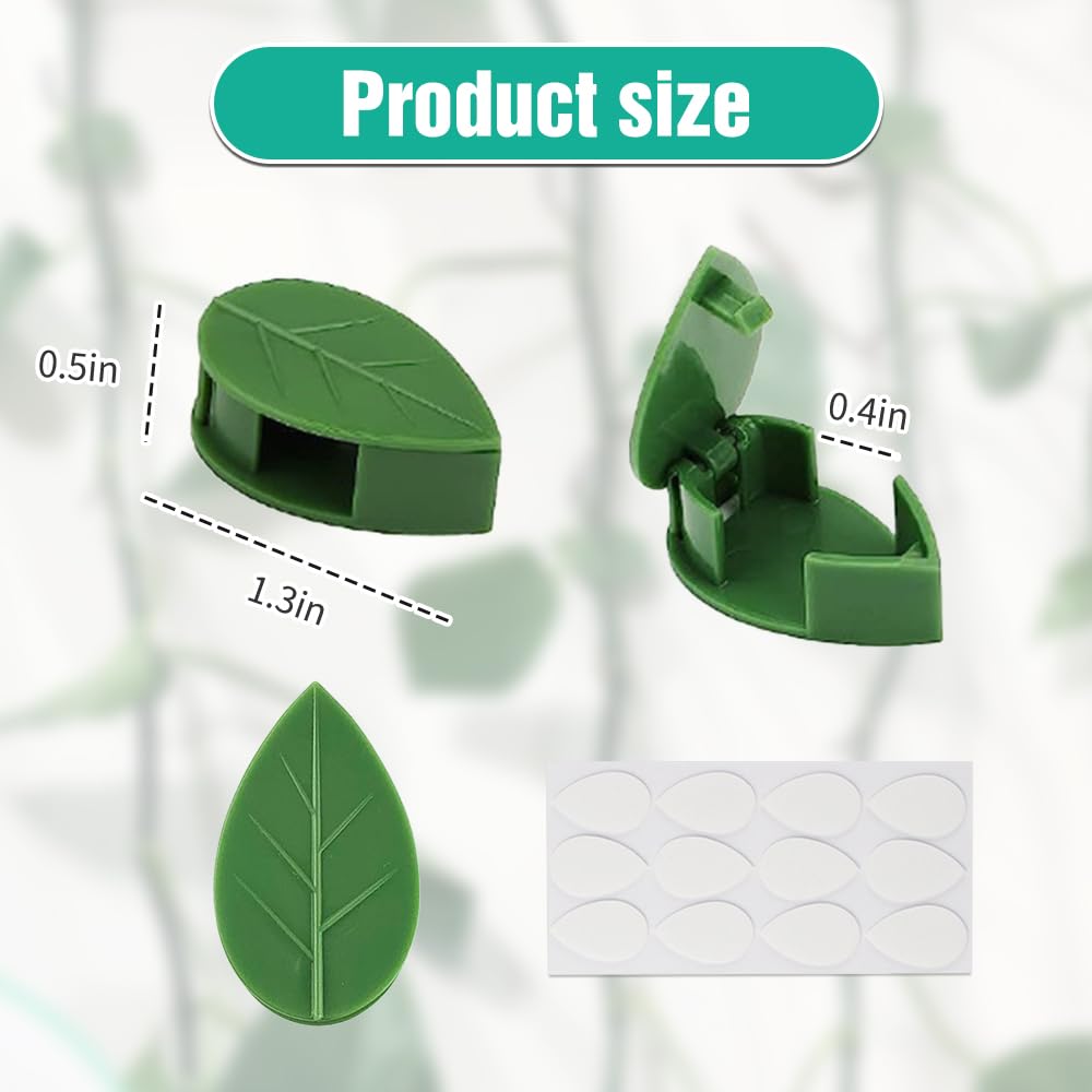 Hulezt Plant Climbing Wall Fixture Clips, 2026 New Plant Clips for Climbing Plants, Green Leaf Shaped Self-Adhesive Plant Wall Clips for Vine Support Traction and Cable Organization (60, Green)