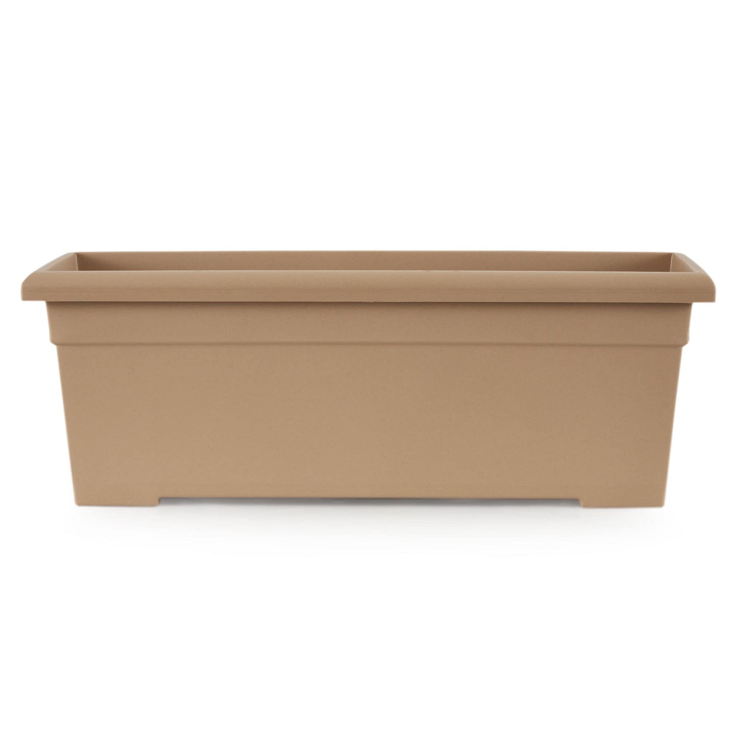 The HC Companies 28 Inch Romana Planter Box with Drainage Plug, Lightweight UV-Resistant Plastic Outdoor Planters, 1-Pack Flower Box for Garden, Patio, Balcony, and Fence, Sandstone