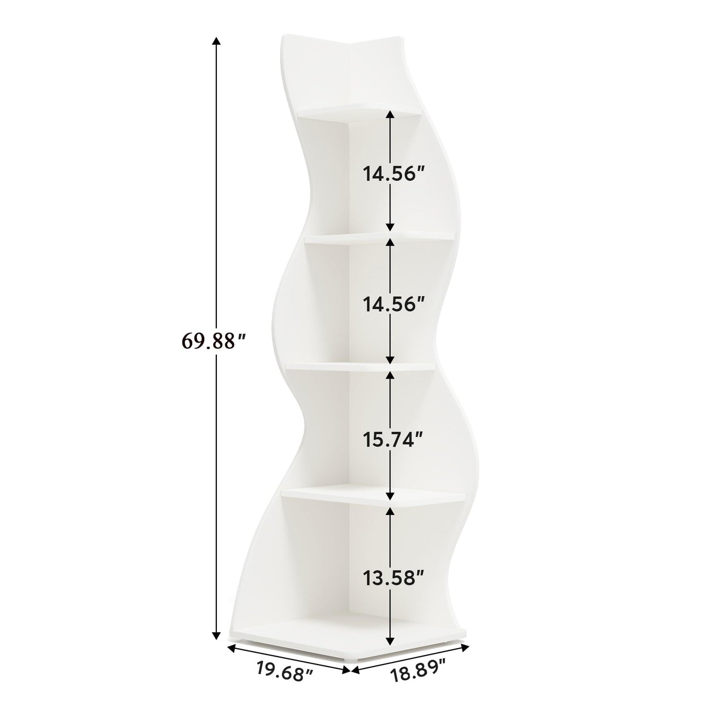 Tribesigns Corner Shelf, Modern 5-Tier Wall Corner Bookshelf, Stylish Corner Small Bookcase Storage Rack Plant Stand with Unique Shape for Living Room, Home Office (White, 1PC)