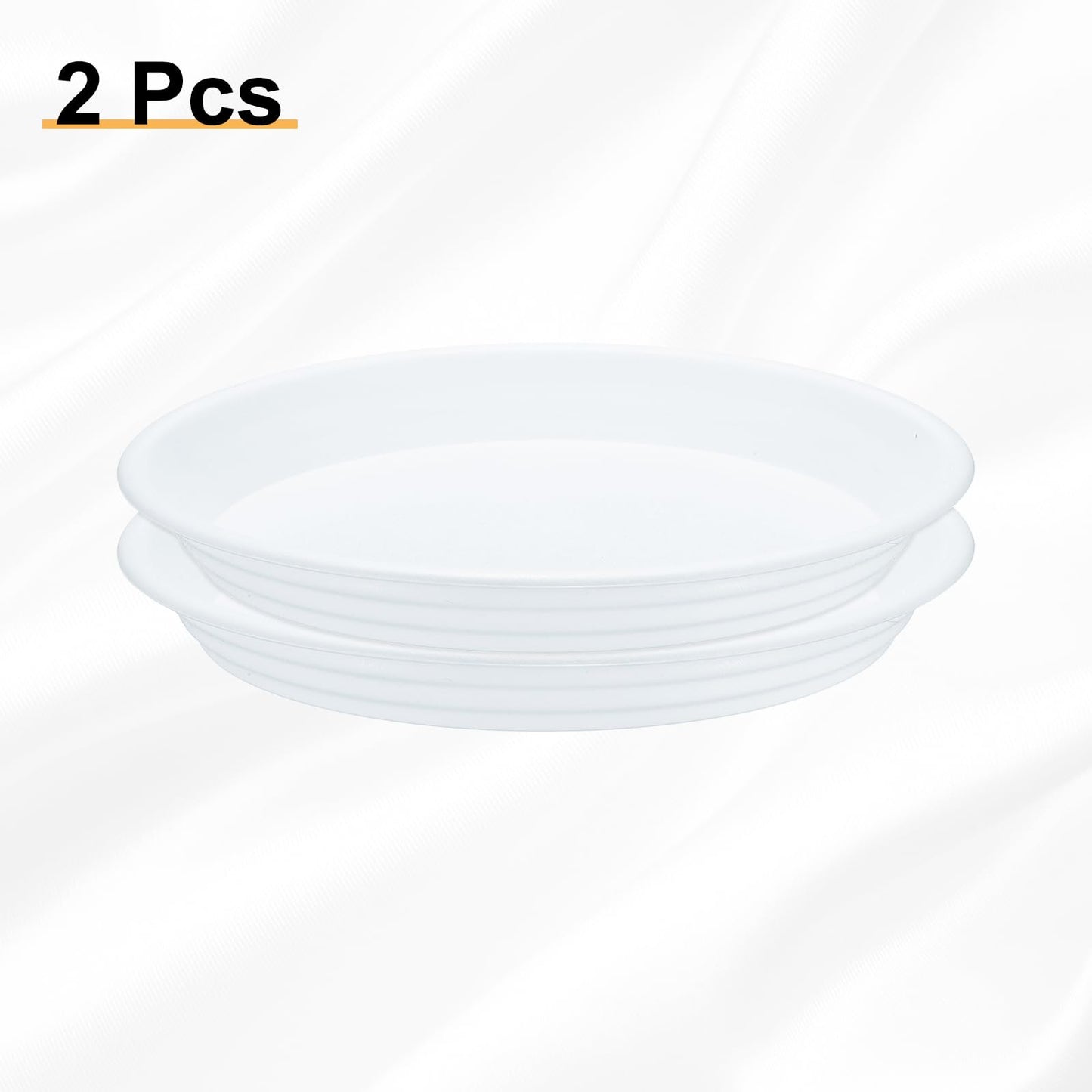 HARFINGTON 2pcs Plastic Plant Saucer 9.5" Round Drip Trays Flower Pot Saucers Flower Base Bottom Drainage Tray for Indoors Outdoors Planters, Pearl White