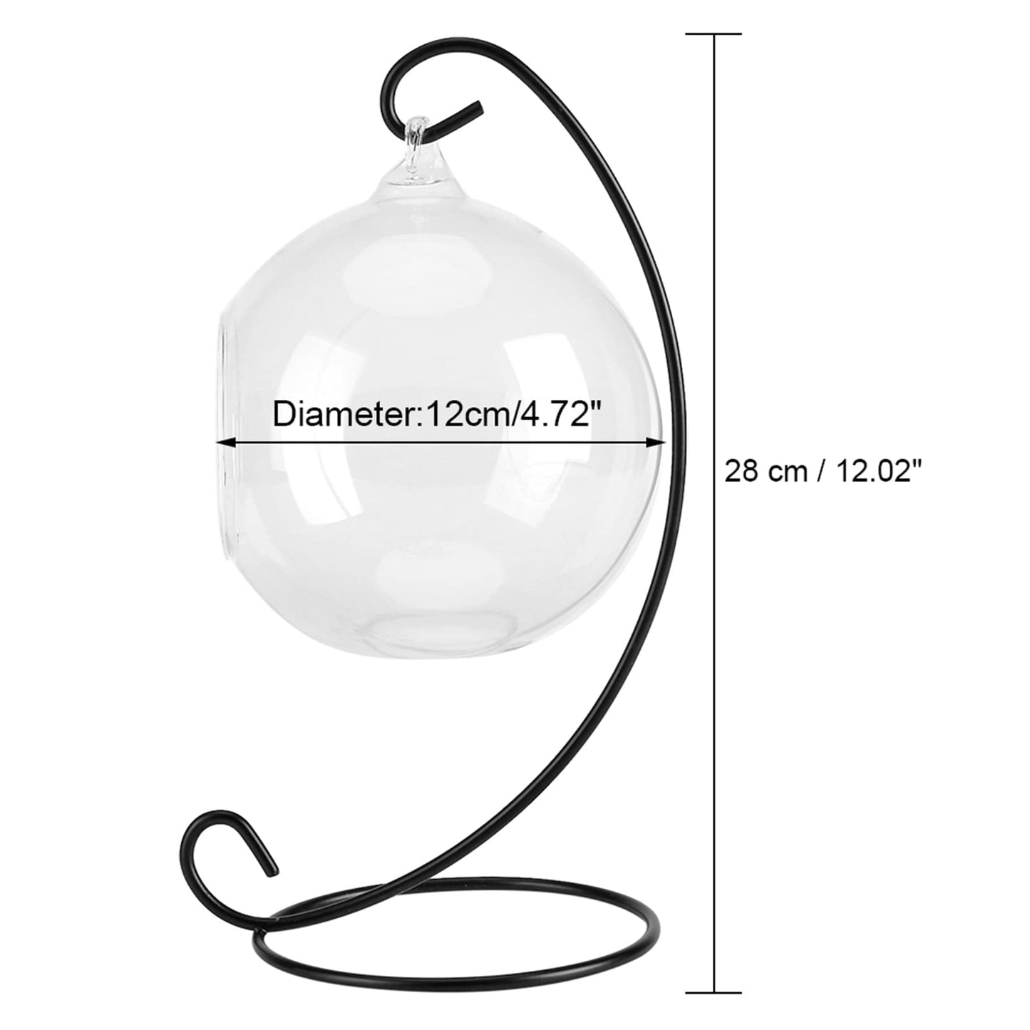 Vistreck Elegant Hanging Glass Vase Terrarium with Iron Frame for Air Plants and Succulents