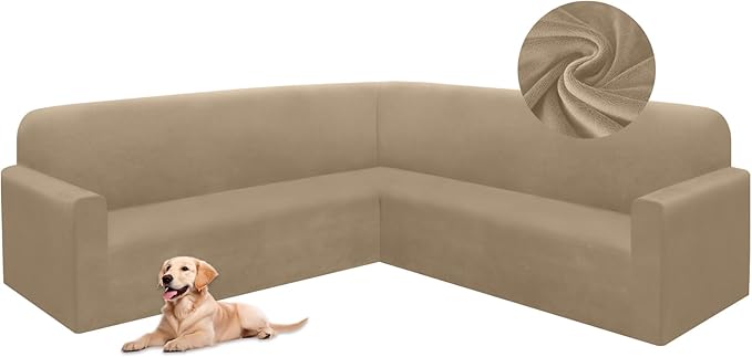 HDCAXKJ Corner Sectional Couch Covers Velvet Stretch L Shape Sofa Cover Soft