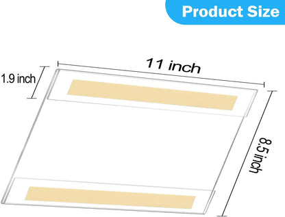12 Pack 11x8.5 inch Acrylic Sign Holder, Horizontal Clear Plastic Frame for Paper, Wall Mount Sign Holders with Double Side Tape Adhesive for Home, Office, Store, Restaurant