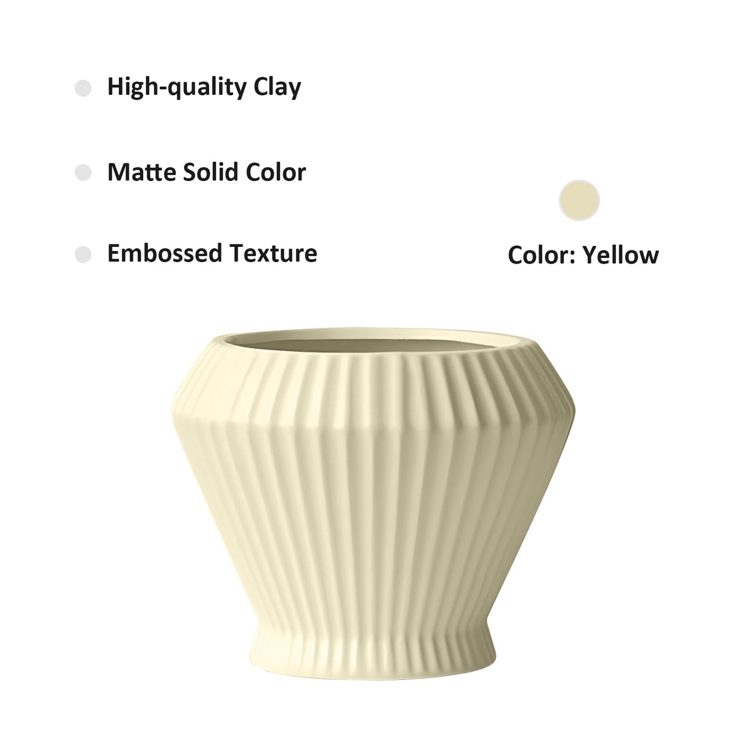 OXART 7.7 Inch Plant Pot, Modern Ceramic Pots for Indoor Plants, Plant Pots for Outdoor Flower Pot with Drainage Hole, Home Garden Decor Planters, Yellow