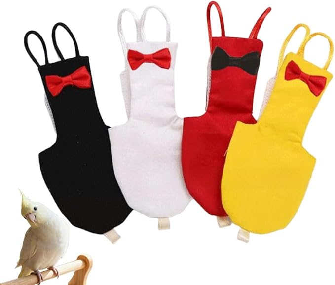 4pcs Bird Diaper Parrot Flight Suit Solid Color Parrot Nappy Reusable Pigeon Pants Cockatiel Clothes for Parakeet Mini Macaw Budgie Canary for Indoor Outdoor - XS