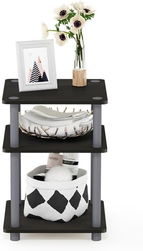 Furinno JAYA Side Table Set of 2, 2-Tier Round Modern End Table