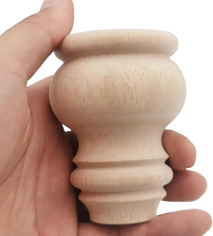 3" Tall Solid Wood Furniture Legs Unfinished Bun Feet