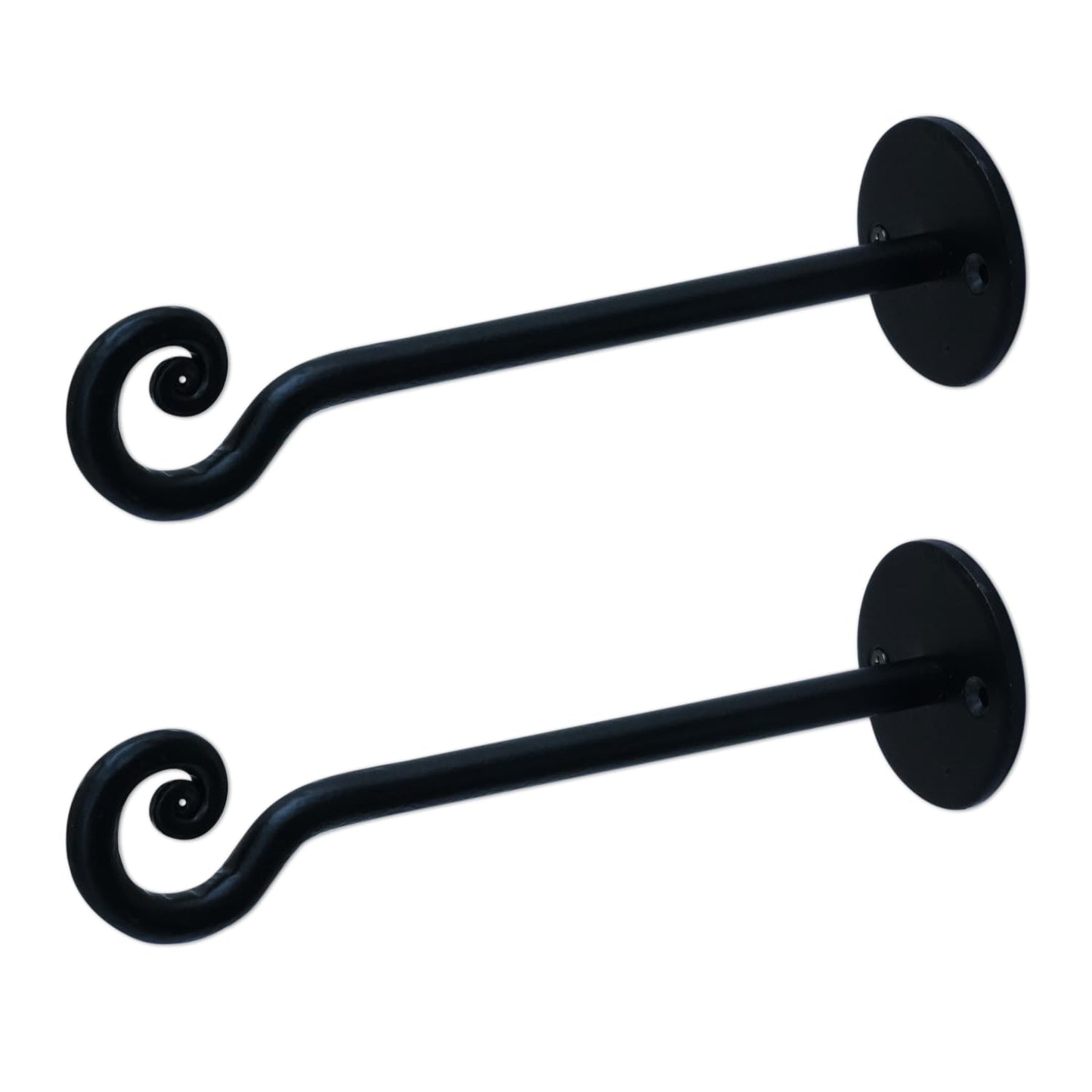 The Metal Magician 2Pc Plant Hangers Outdoor, Indoor, Wrought Iron Metal Hanger Indoor Hook, Heavy Duty Wall Bracket Hooks for Hanging Plants Baskets Lanterns Wind Chimes Black Helical Ended