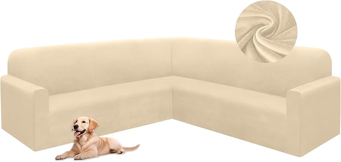 HDCAXKJ Corner Sectional Couch Covers Velvet Stretch L Shape Sofa Cover Soft