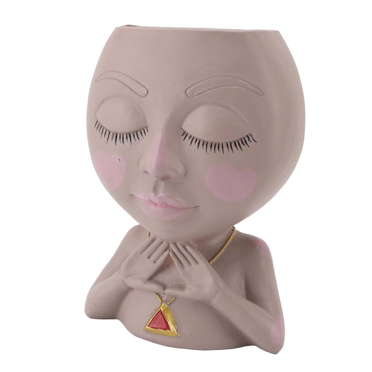 HaloVerde Resin Head Planter with Drainage for Plant Health, a Cute Girl Heads Succulent Flowerpot for Indoor Home Decor and Outdoor Garden Display
