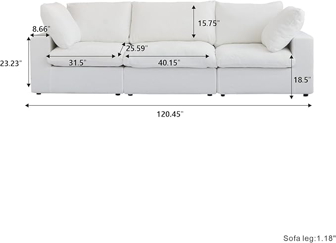 120.45" Cloud Modular Sectional Sofa