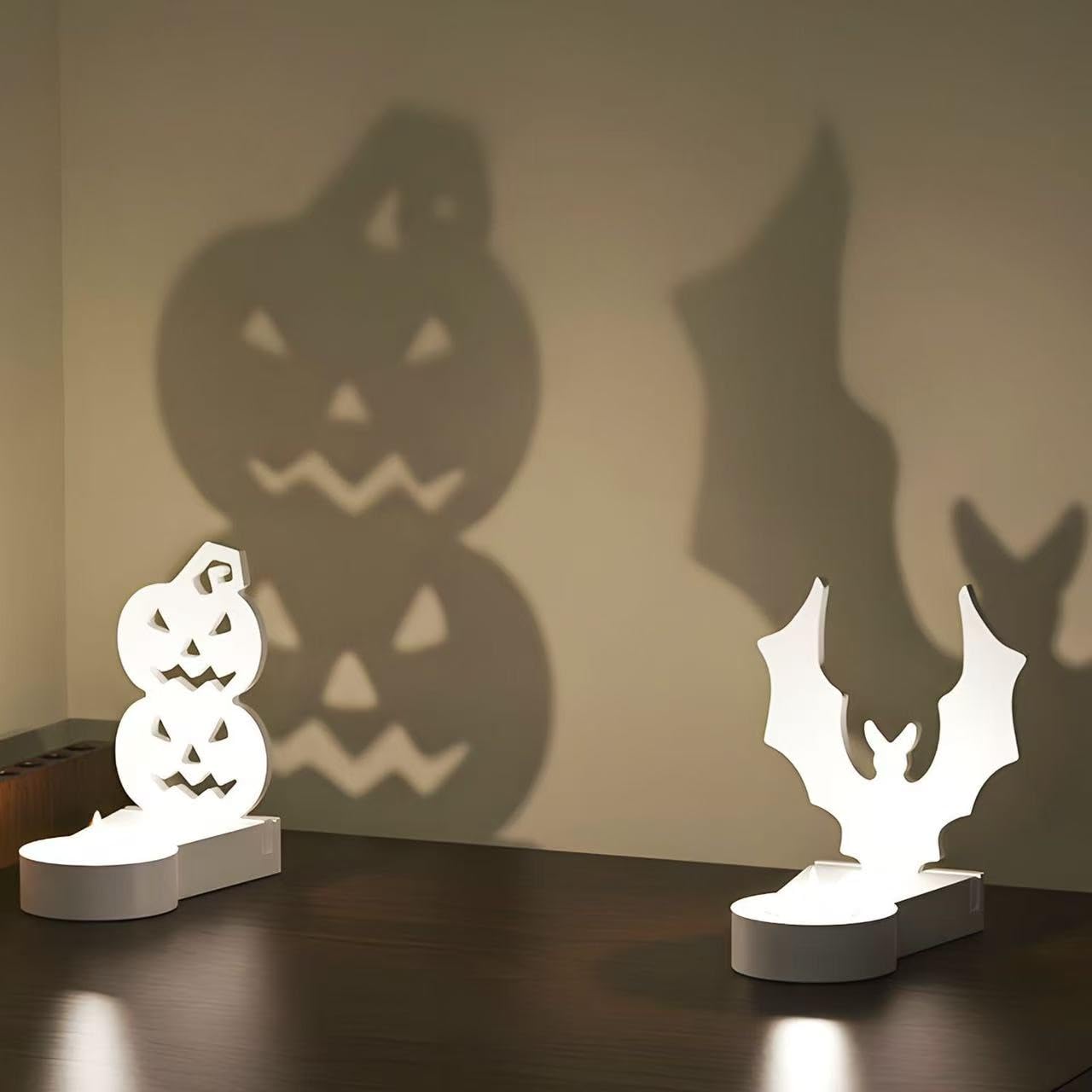 DoDoIYia 5Pcs Casting Shadow Candle Holder Resin Molds Silicone, Halloween Pumpkin Scarecrow Ghost Bat Shadow Resin Tealight Candle Holder Mold, Epoxy Molds for DIY Silicone Casting Mould Home Décor