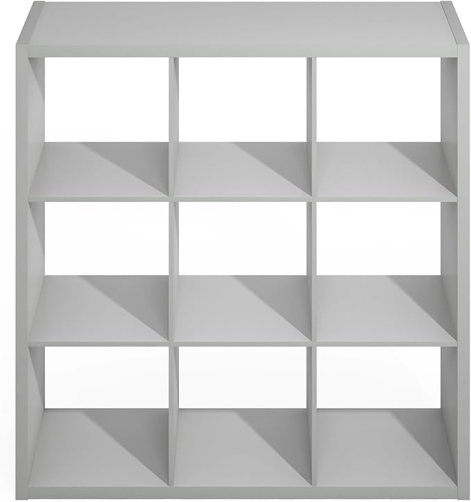 Furinno Simple Cube Storage Organizer, 9-Cube Display Shelf, Open Back Shelving
