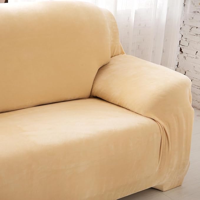vctops 1-Piece Velvet Plush Stretch Loveseat Sofa Slipcover