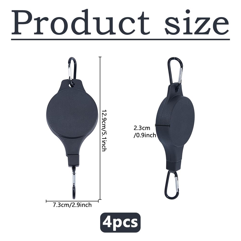 DICOSMETIC 4Pcs Upgraded Retractable Plant Hanger Black Plant Pulley Heavy Duty Hanging Plants Holder Adjustable Hook for Flower Pots Birds Feeder Wind Chimes Plants Grow Lights