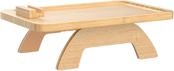 SINWANT Couch Arm Tray, Bamboo Sofa Clip on Side Table, Foldable Couch Armrest