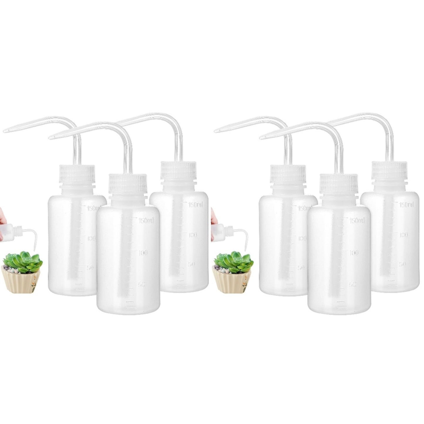 TOPPERFUN 6Pcs 150Ml Lab Wash Bottles Small Squeeze Bottles for Succulent Plant Watering Tattoo Supplies and Laboratory Use with Precise Nozzle