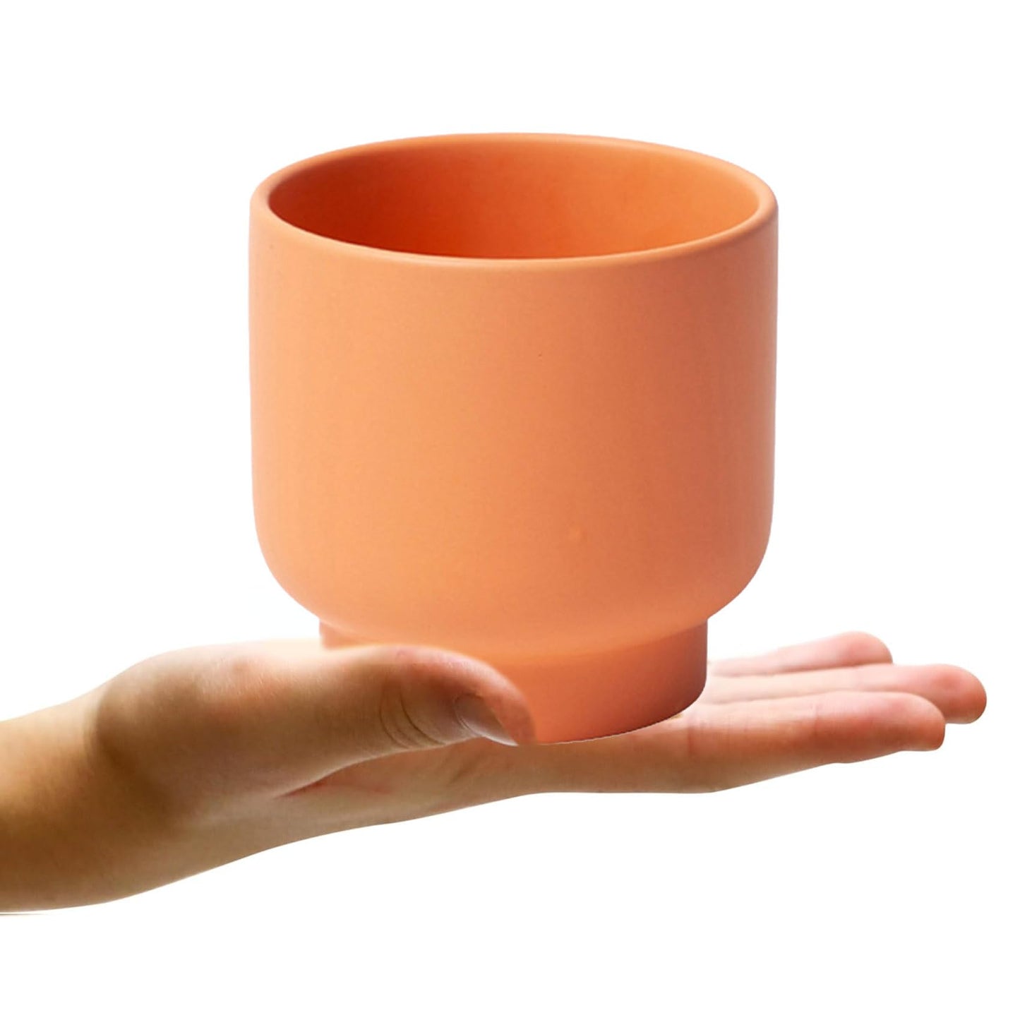LB Orange Ceramic Planters for Indoor Plants, Succulent Plant Pots Ceramic Flower Pots, Modern Plant Pot for Living Room Office Home Decor, Round Flower Pot of 4.3 Inch(Plant Not Included)