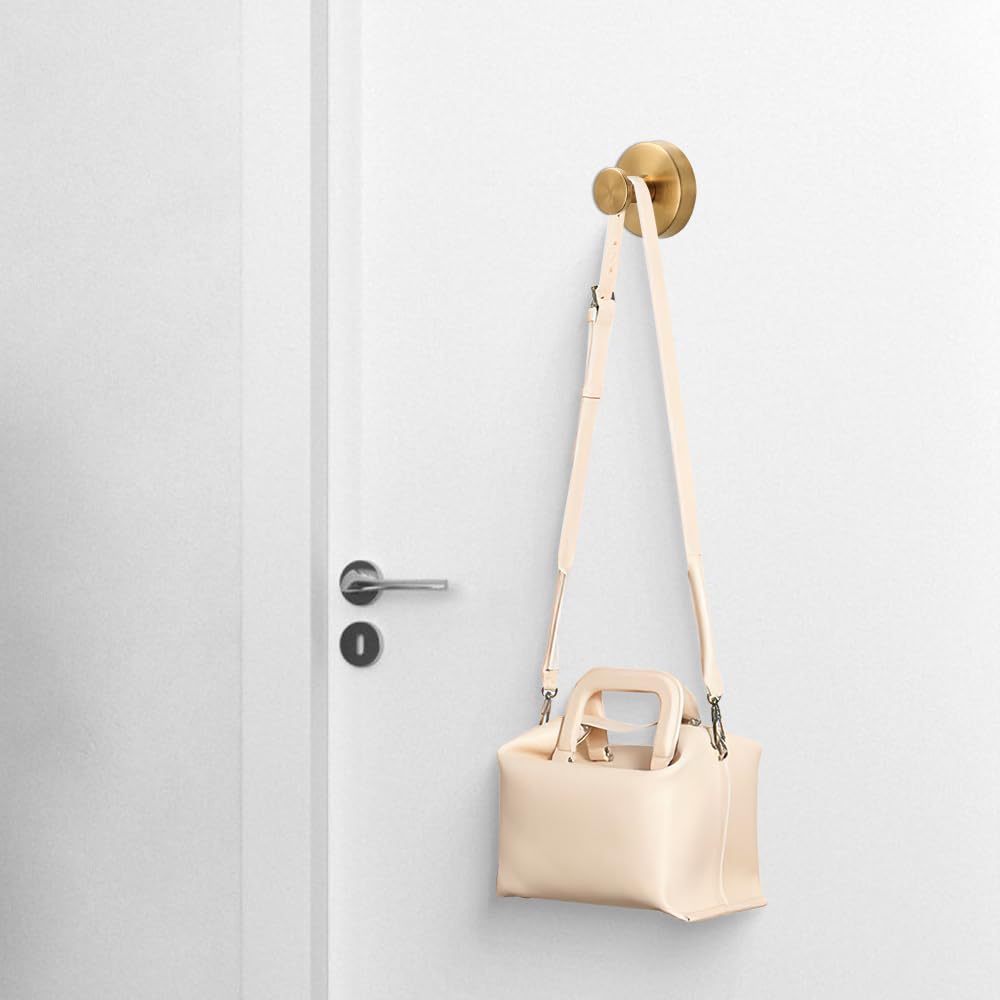 LECDOA Suction Cup Hooks for Wreaths on Glass, 2025 New Model No-Drill Suction Cup Hooks, Wreath Hangers for Front Doors, Metal Towel Hooks for Showers Bathrooms Mirrors (2, Gold)