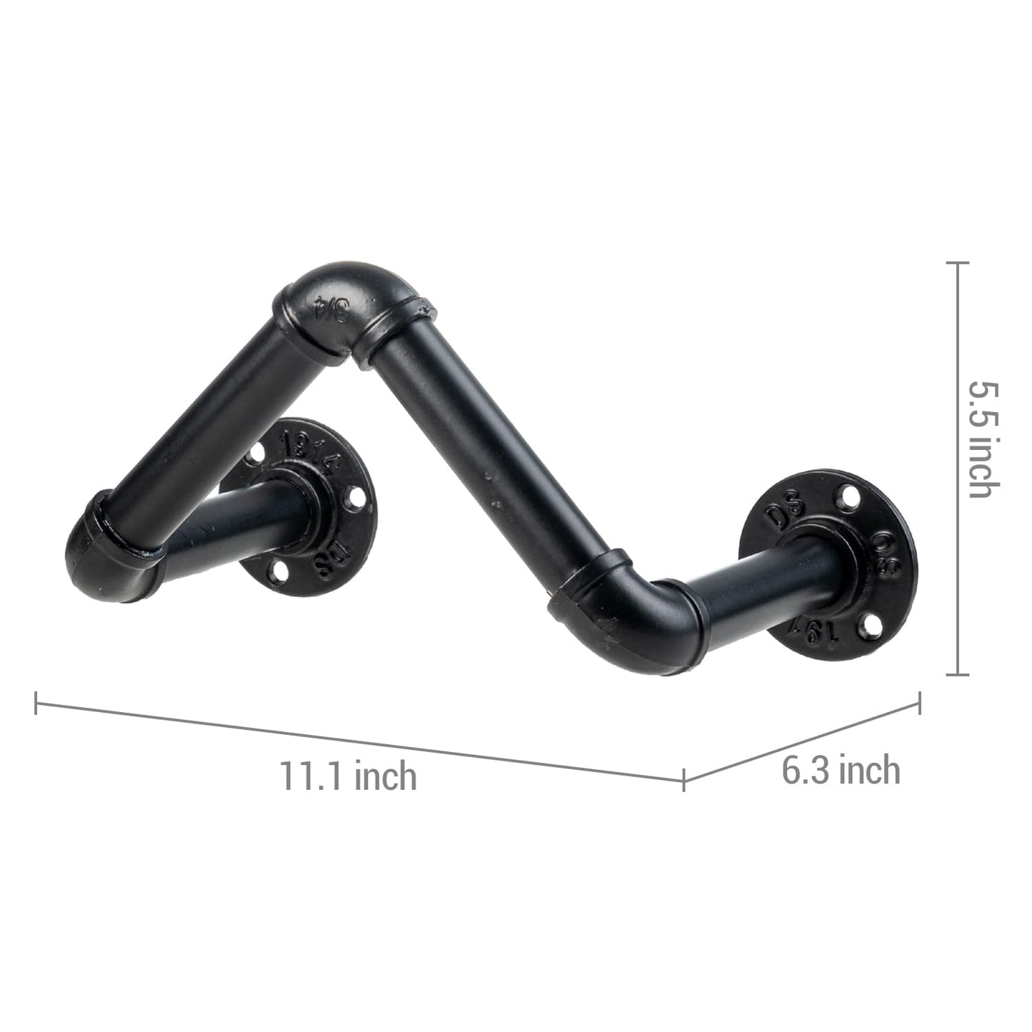 MyGift Wall Mounted Garden Hose Holder, Industrial Matte Black Metal Pipe Design Watering Tube Reel Rack, Decorative Pipework Hook for Hanging Water Hosepipe