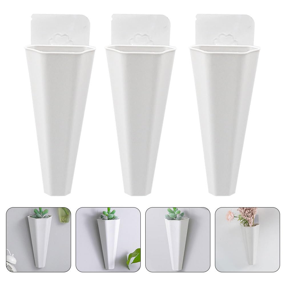 Yardwe Hanging Flower Pot 9Pcs Set White Plastic Wall Planters for Indoor and Outdoor Garden Decor Hydroponic and Trailing Compatible