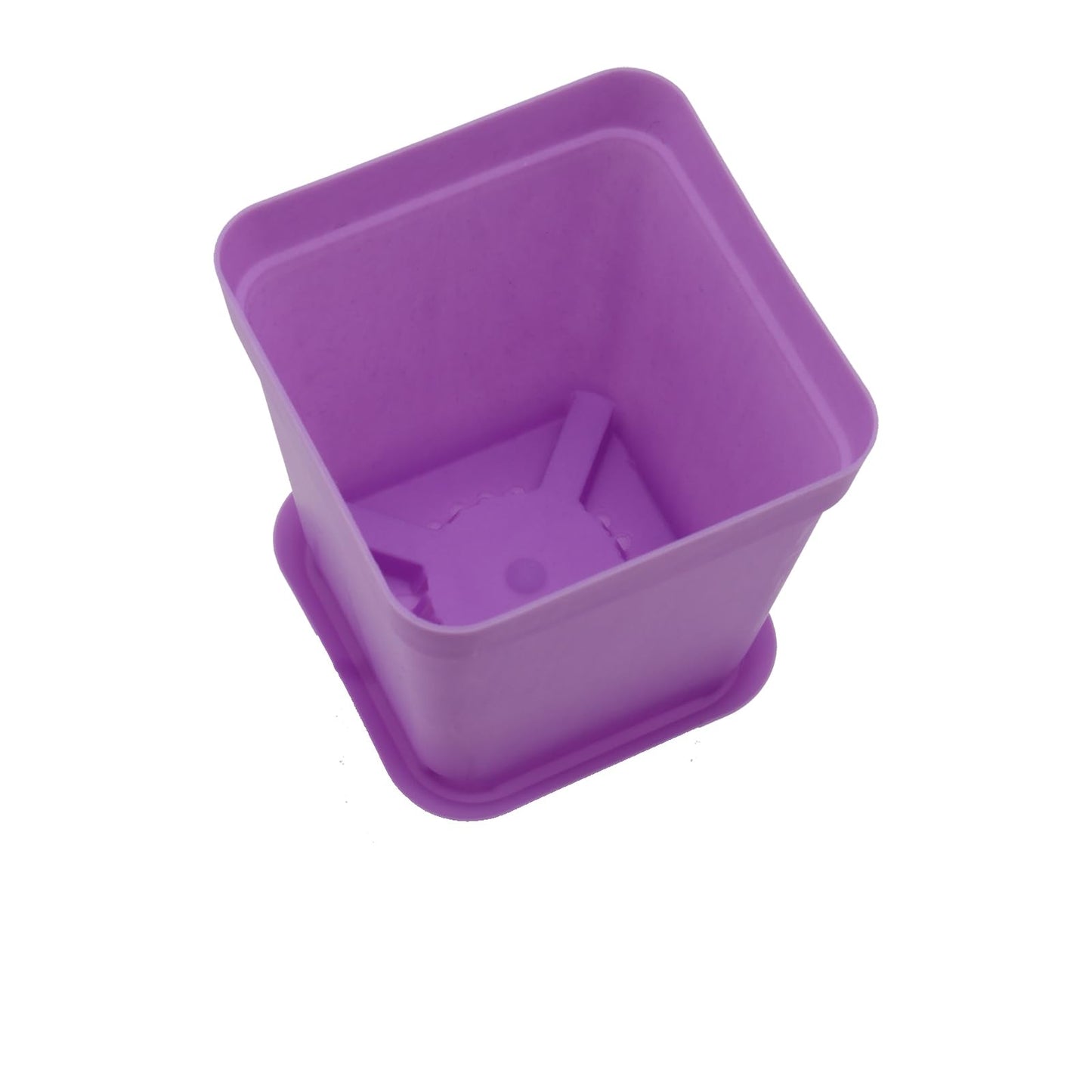 HOIGON 100 Pack 3 Inch Purple Square Nursery Pot, Durable Thickened Plastic Nursery Pots with Drain Holes, Small Square Planting Containers for Flower Tomatoes Basil