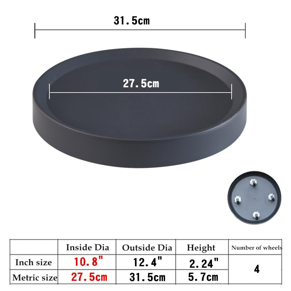KangTeer 12.4" Plant Caddy with Hidden Wheels,2Pack Gray+Light Gray Round Heavy Duty Rolling Plant Stand,Easy Move Pots Trolley for Flower Pots,Ceramic Ornaments(12.4 inch)