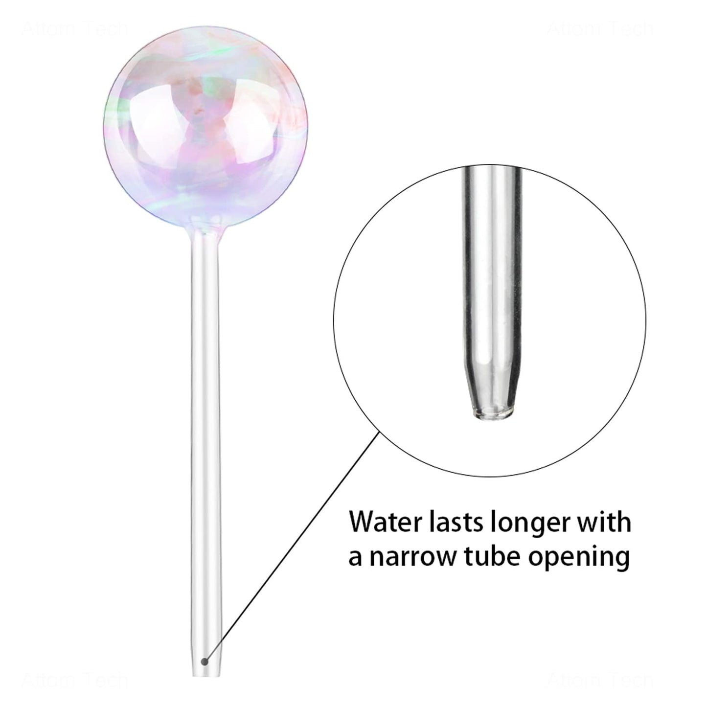 Tomorotec [3PCS] Light Iridescent Rainbow Gradient Color Clear Glass Self-Watering System Spikes, Automatic Plant Waterer Bulbs