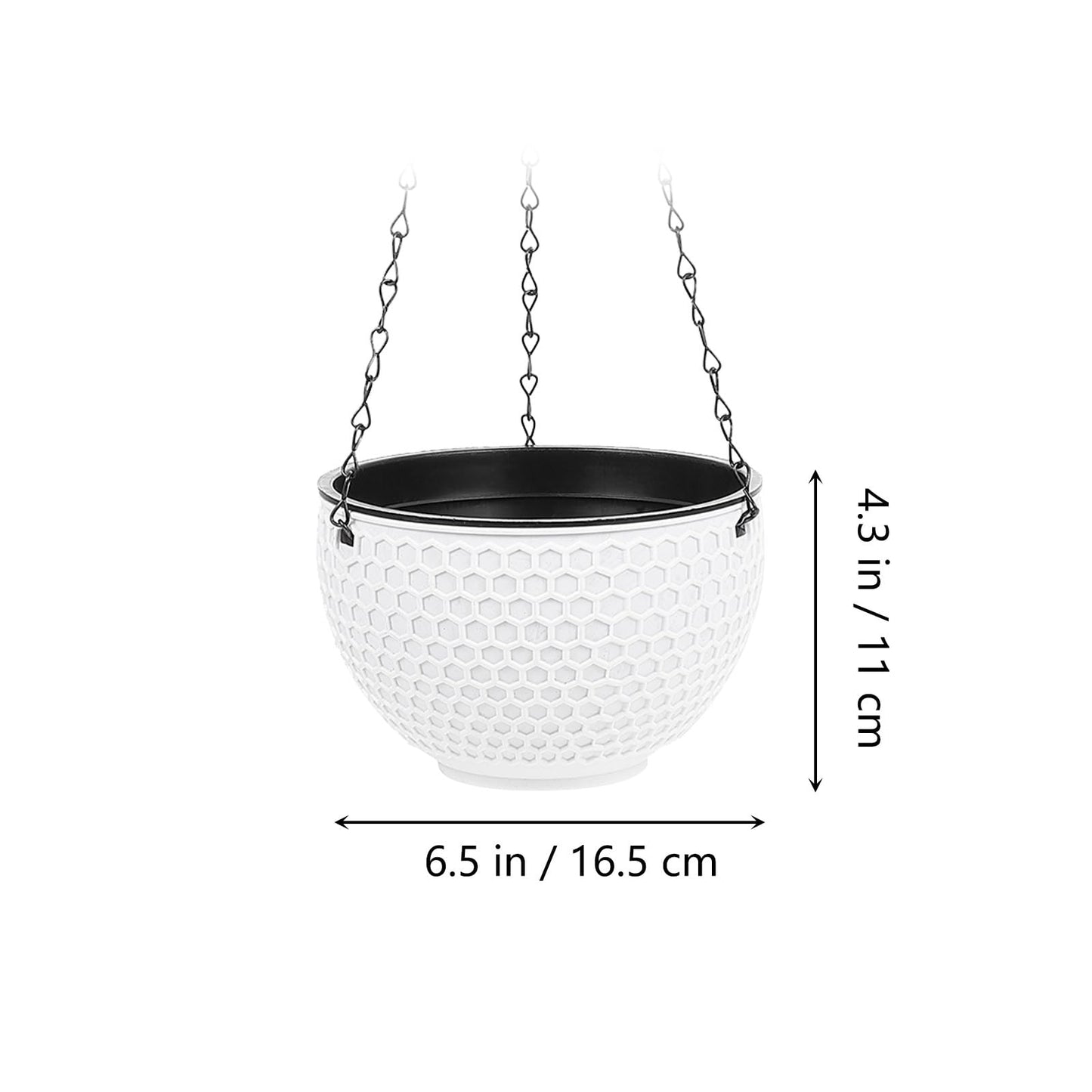 Hemoton 6.5 Inch Hanging Planter with Honeycomb Rattan Design Plastic Flower Pot for Indoor Outdoor Garden Balcony with Drainage Hole
