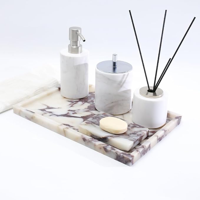 Real Luxurious Natural Marble Vanity Tray Genuine Marble/Stone Storage Tray