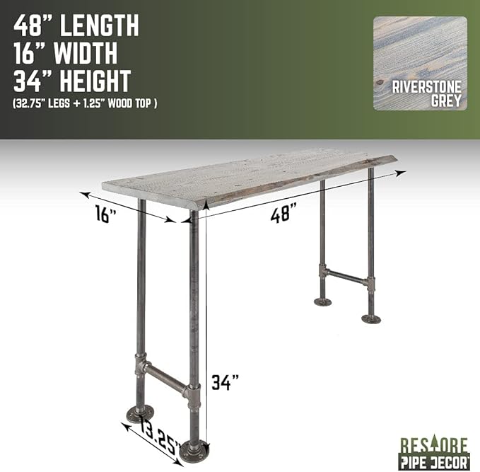 Restore by Pipe DÉCOR Live Edge Wood Console Table 48 in. x 16 in. x 34 in.