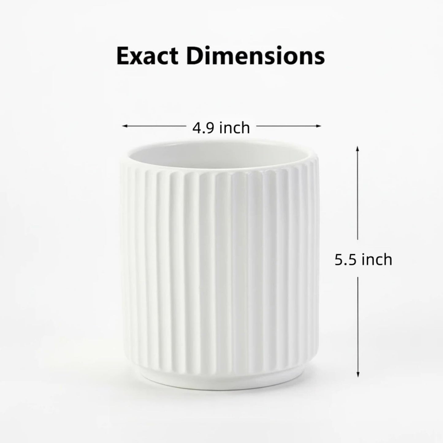 Flowers and Succulent Plant Pots, Ceramic flower Pots and Drainage Hole, Bonsai Planter Large Flower Pots for Indoor Outdoor Use for Home Office Garden Decoration,Plants not included (White)
