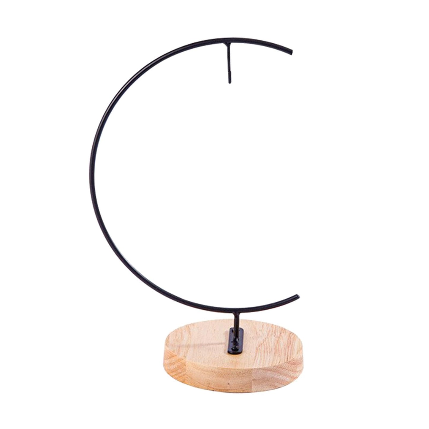 JISADER Terrarium Ornament Display Stand with Wood Base Creative Hanging Hook Glass Globe Holder for Christmas Party Decor Air Plant