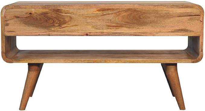 Reverse Curve Oak ish Media Unit