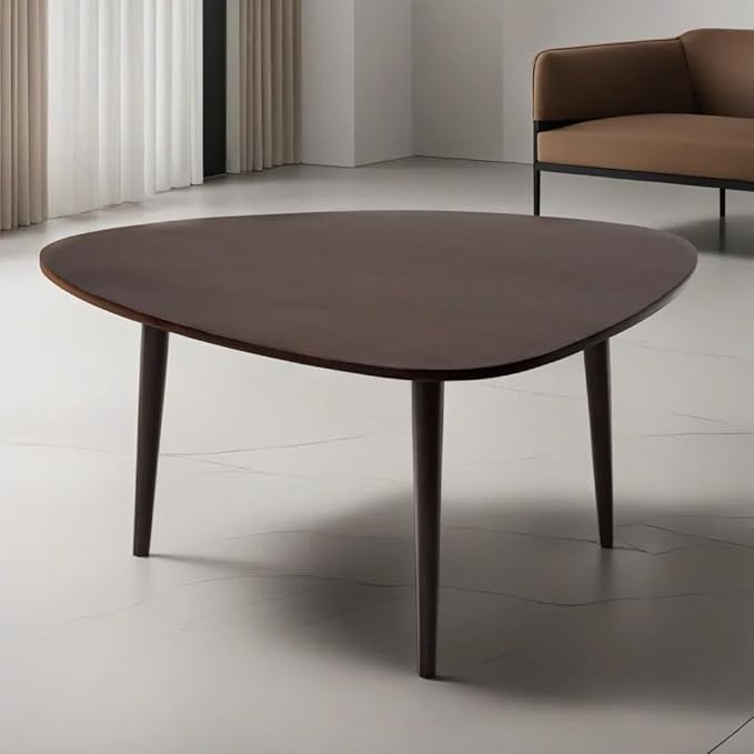 Handmade Eco-Friendly Modern Wood Dark Walnut Drop Shaped Coffee Table 3' from