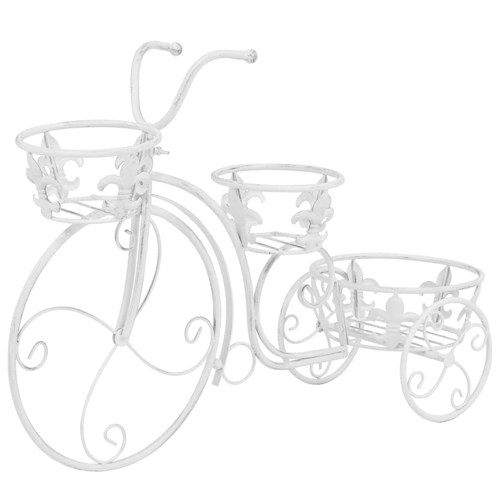 GOLINPEILO Plant Stand Bicycle Shape Vintage Style Metal, Tricycle Plant Stand Flower Pot Cart Holder for Home, Garden, Patio,Mother’s Day - Parisian Style (Antique White)