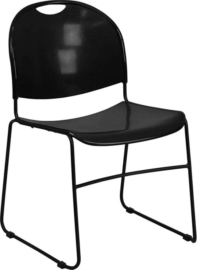 Flash Furniture HERCULES Series 880 lb. Capacity Black Ultra-Compact Stack Chair